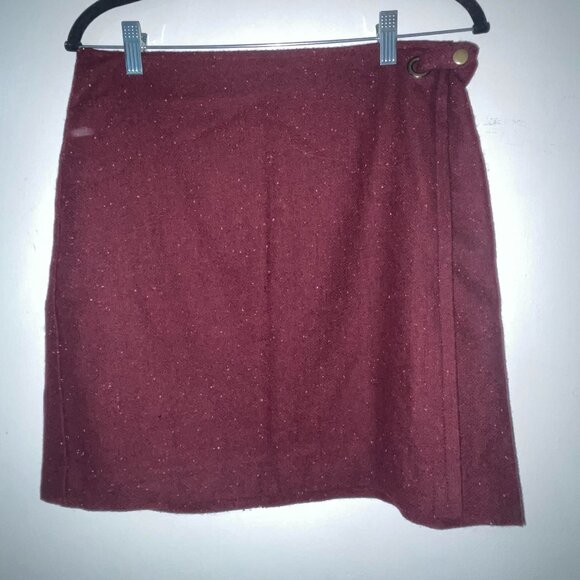 Banana Republic Dresses & Skirts - Banana Republic Burgundy Maroon Faux Wrap Skirt Miniskirt Size 8